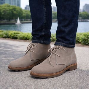 Roots Men’s Suede Leather Desert Boots – Taupe/Grey Size 10